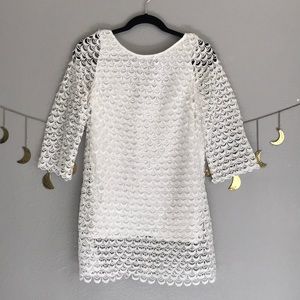 White scalloped lace dress